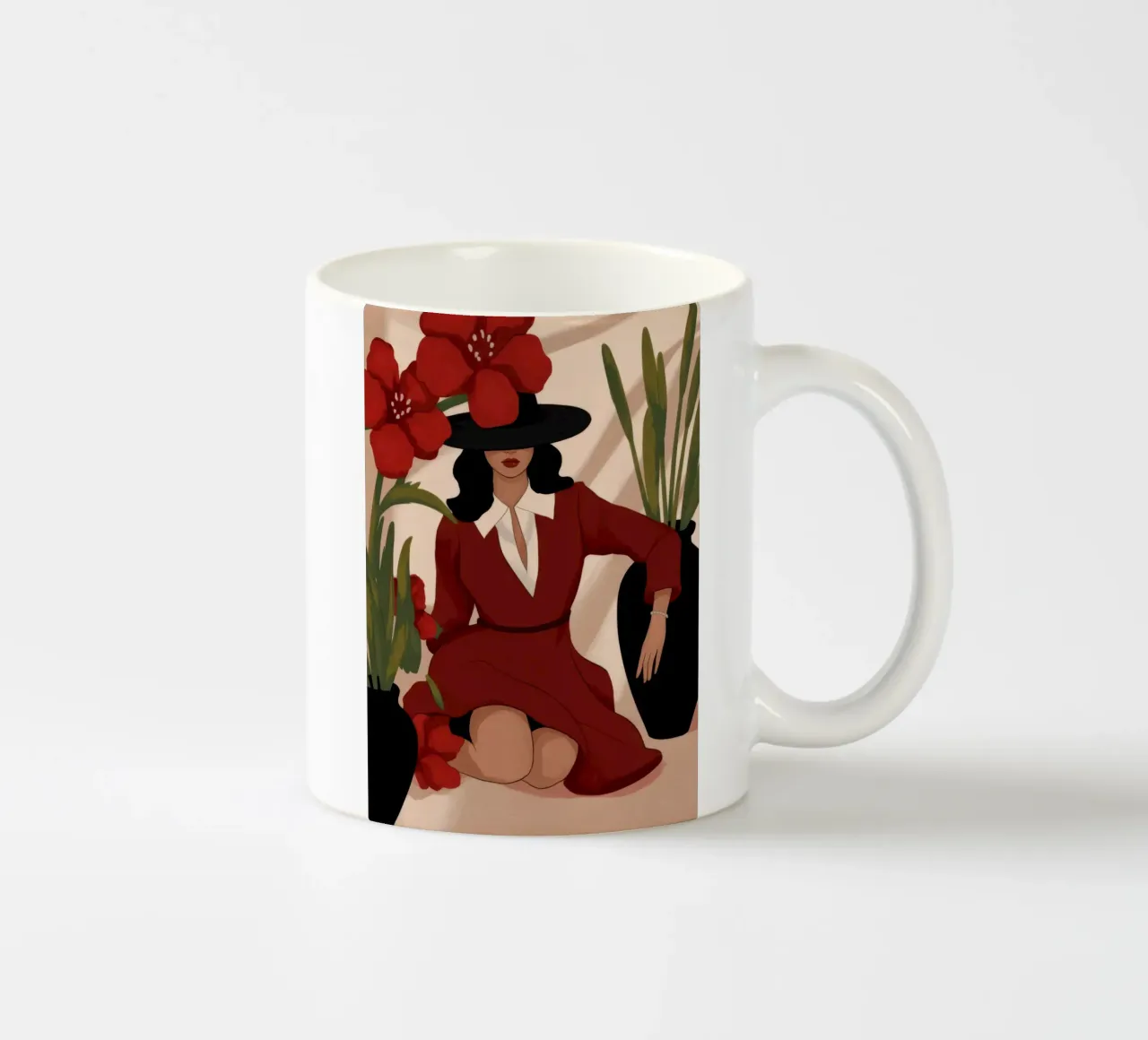 Rosso audace e sofisticato tazza in ceramica da Veiled Canvas