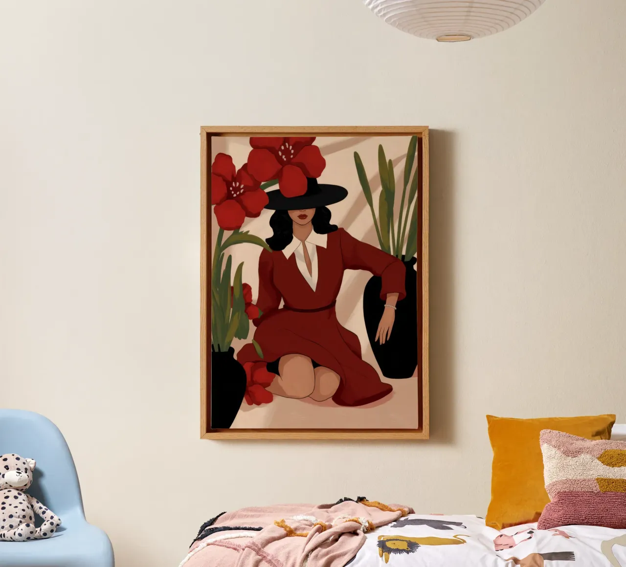 Rosso audace e sofisticato tela con Cornice a cassetta da Veiled Canvas