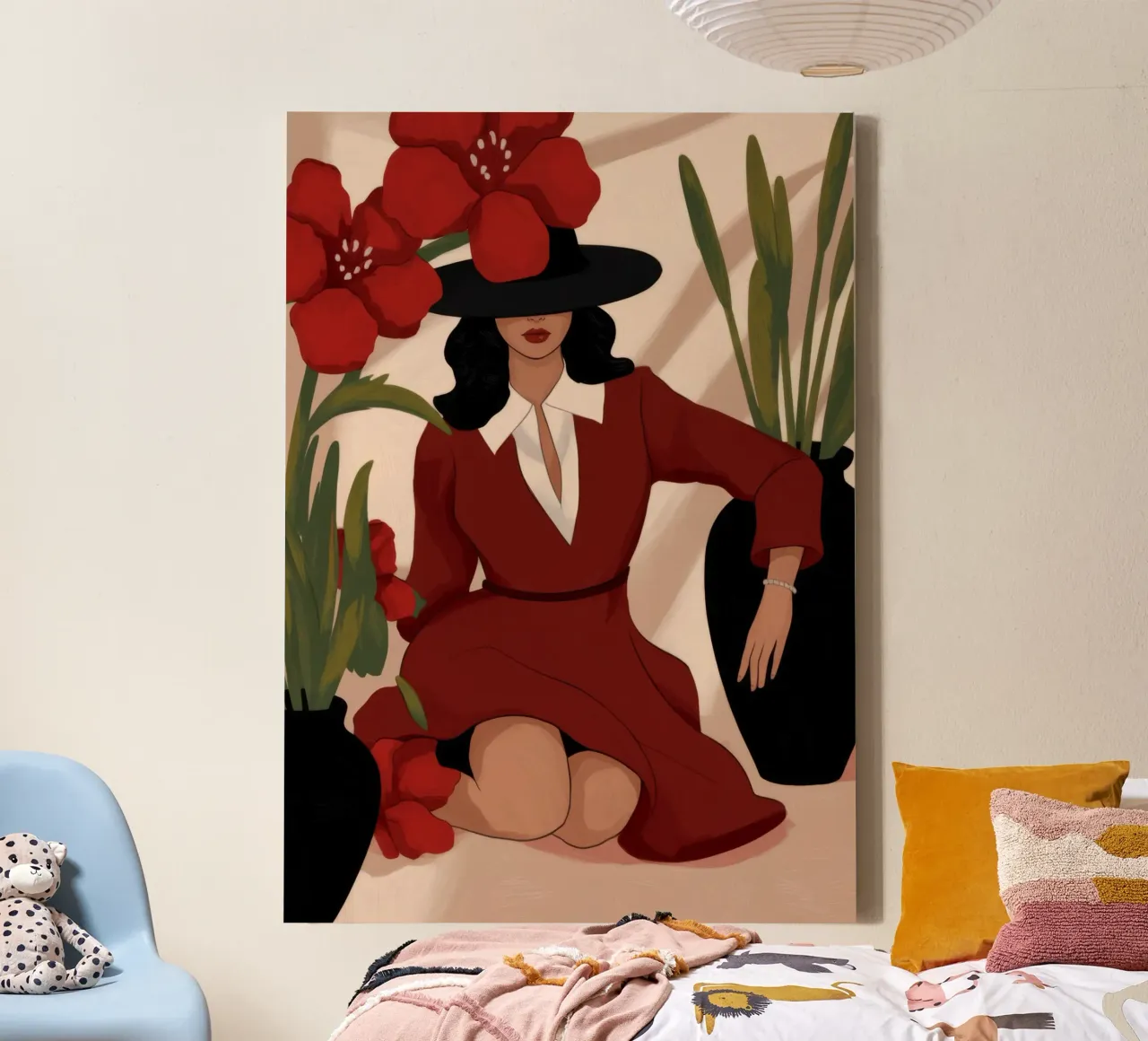 Rosso audace e sofisticato tela con Cornice a cassetta da Veiled Canvas