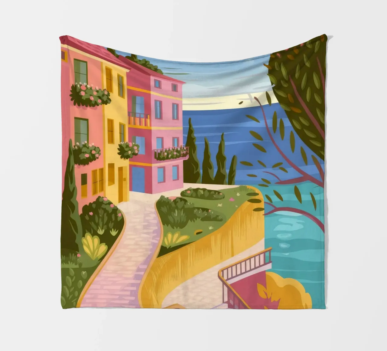 Moonlit Coastal Path fleece blanket by Veiled Canvas