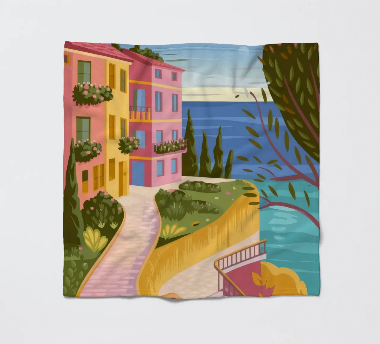Moonlit Coastal Path fleece blanket by Veiled Canvas