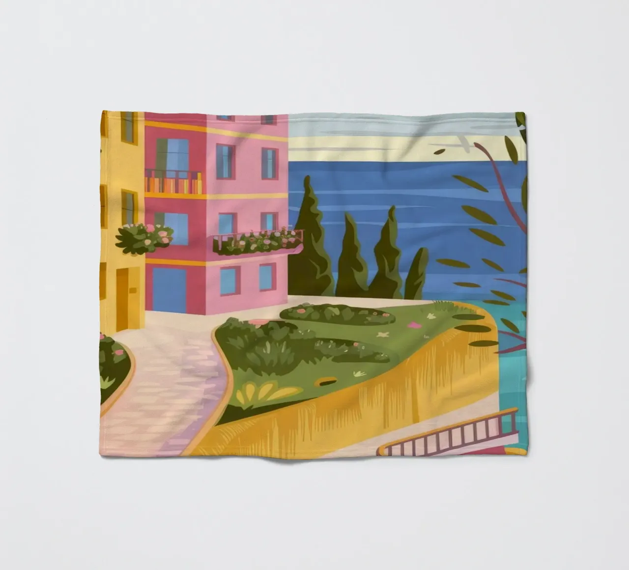 Moonlit Coastal Path fleece blanket by Veiled Canvas