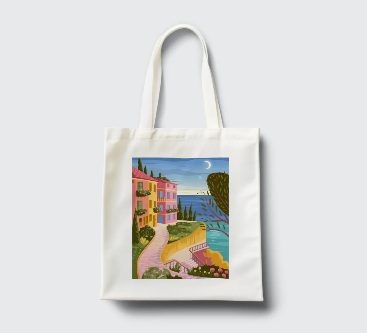 Moonlit Coastal Path tote bag by Veiled Canvas