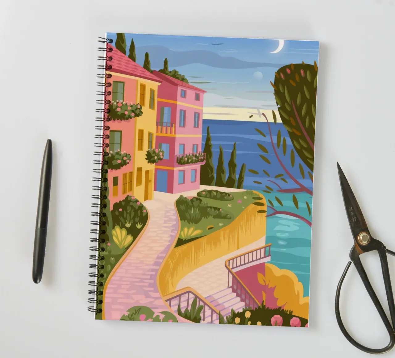 Moonlit Coastal Path spiral notebook by Veiled Canvas