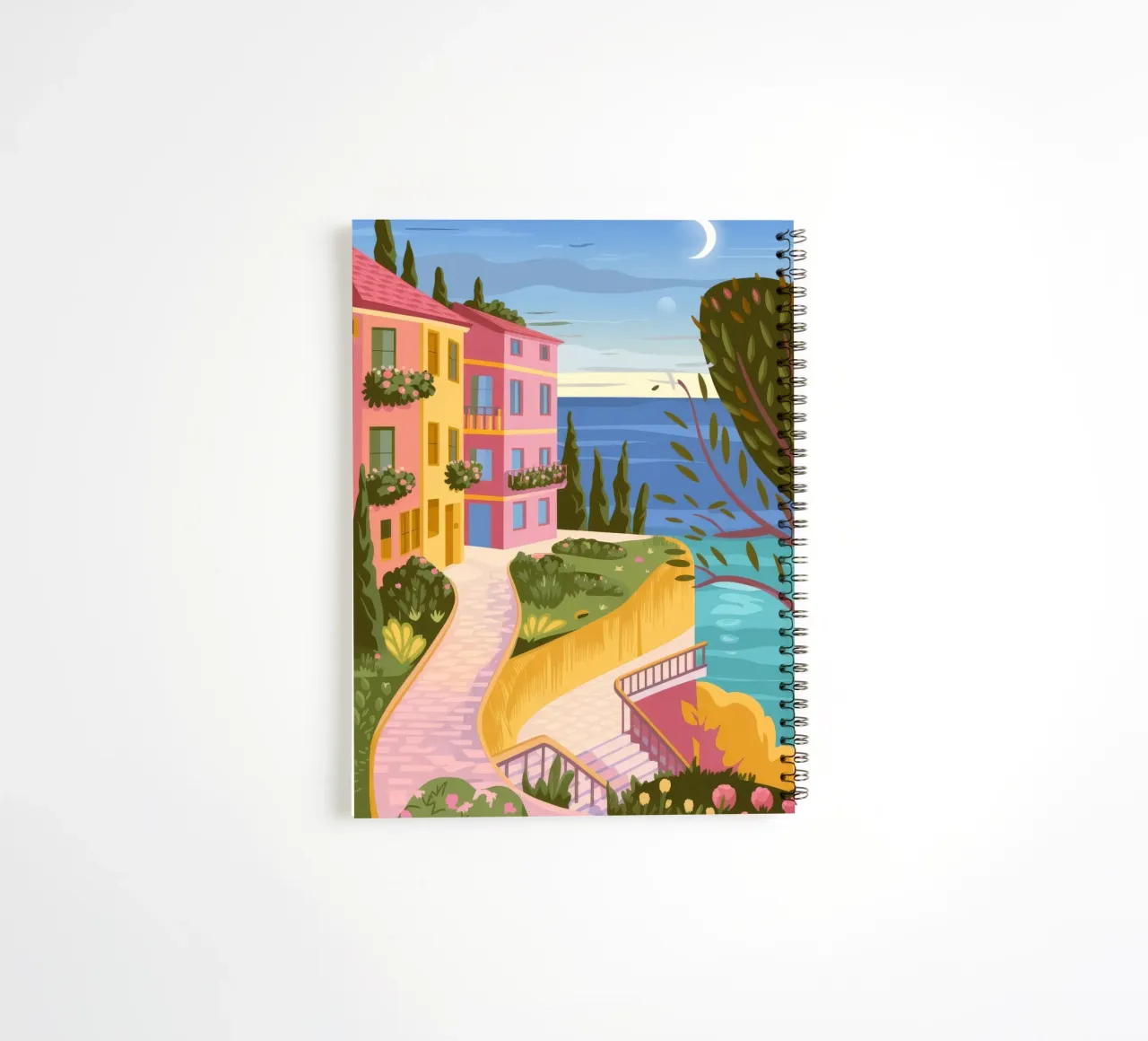 Moonlit Coastal Path spiral notebook by Veiled Canvas