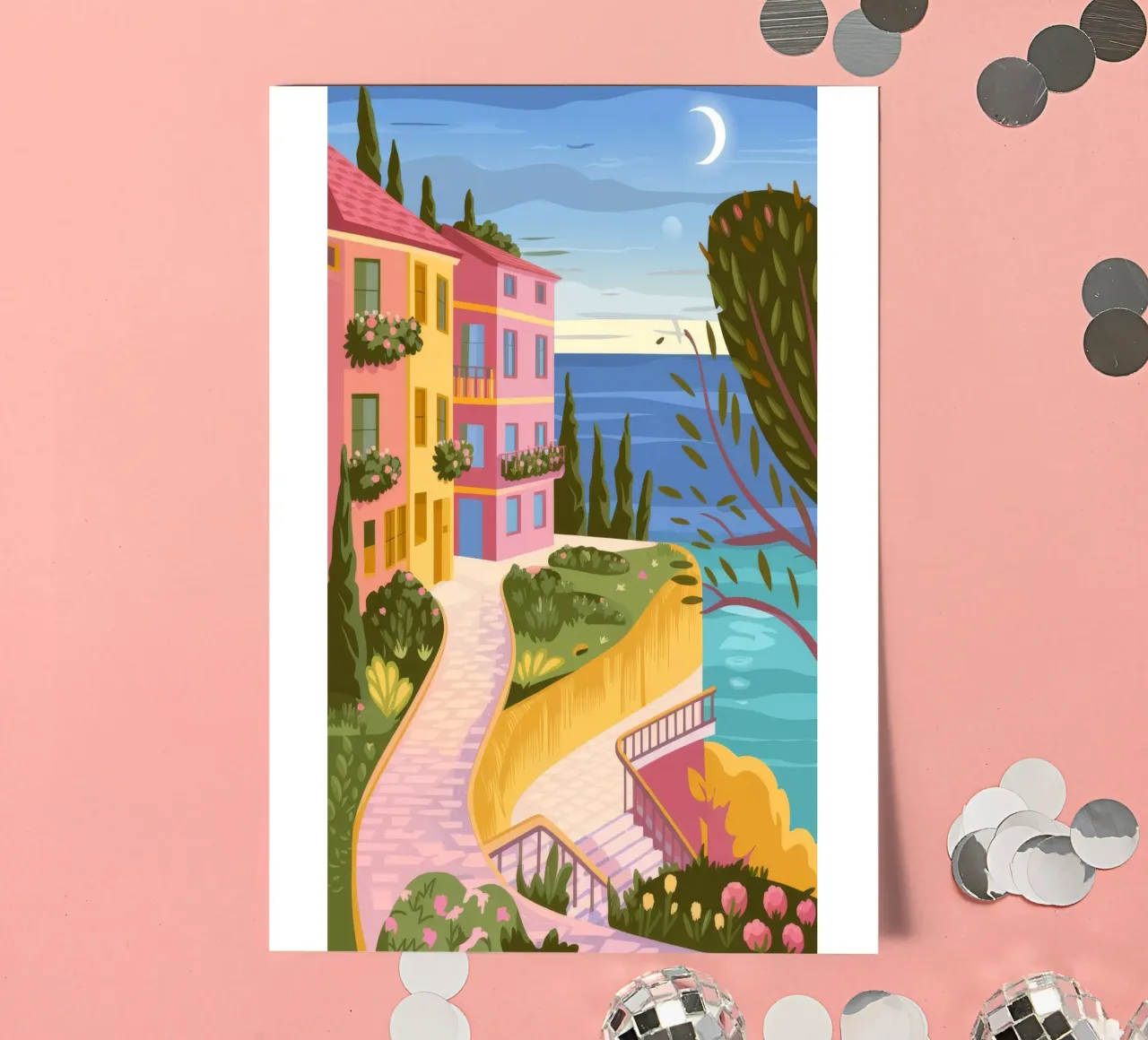 Moonlit Coastal Path sticker sheet by Veiled Canvas