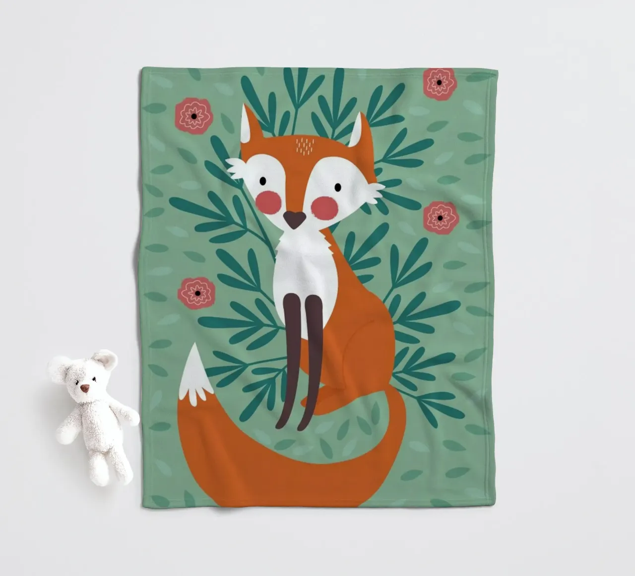 Fox In The Woods fleece blanket by Karin Bijlsma