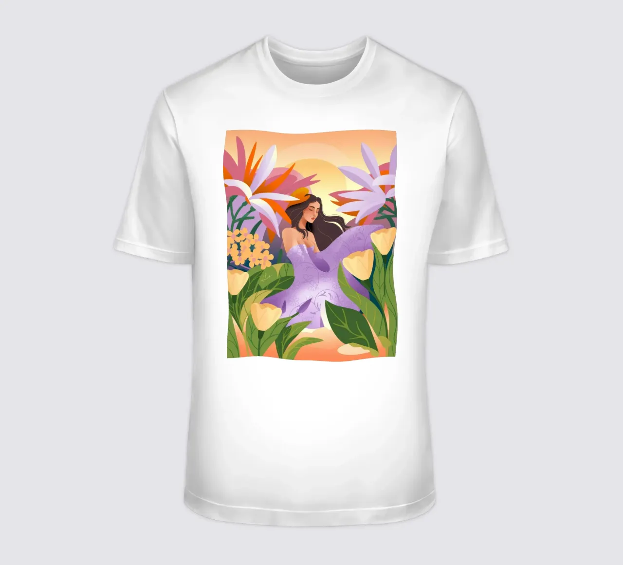 Paesaggio onirico floreale t-shirt da Veiled Canvas