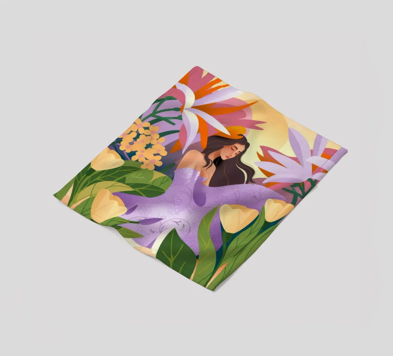Paesaggio onirico floreale coperta in pile da Veiled Canvas