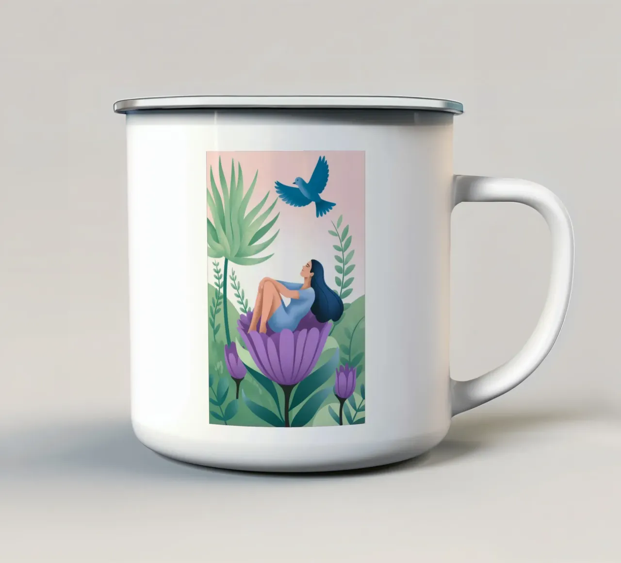 La serenità della natura tazza in smalto da Veiled Canvas
