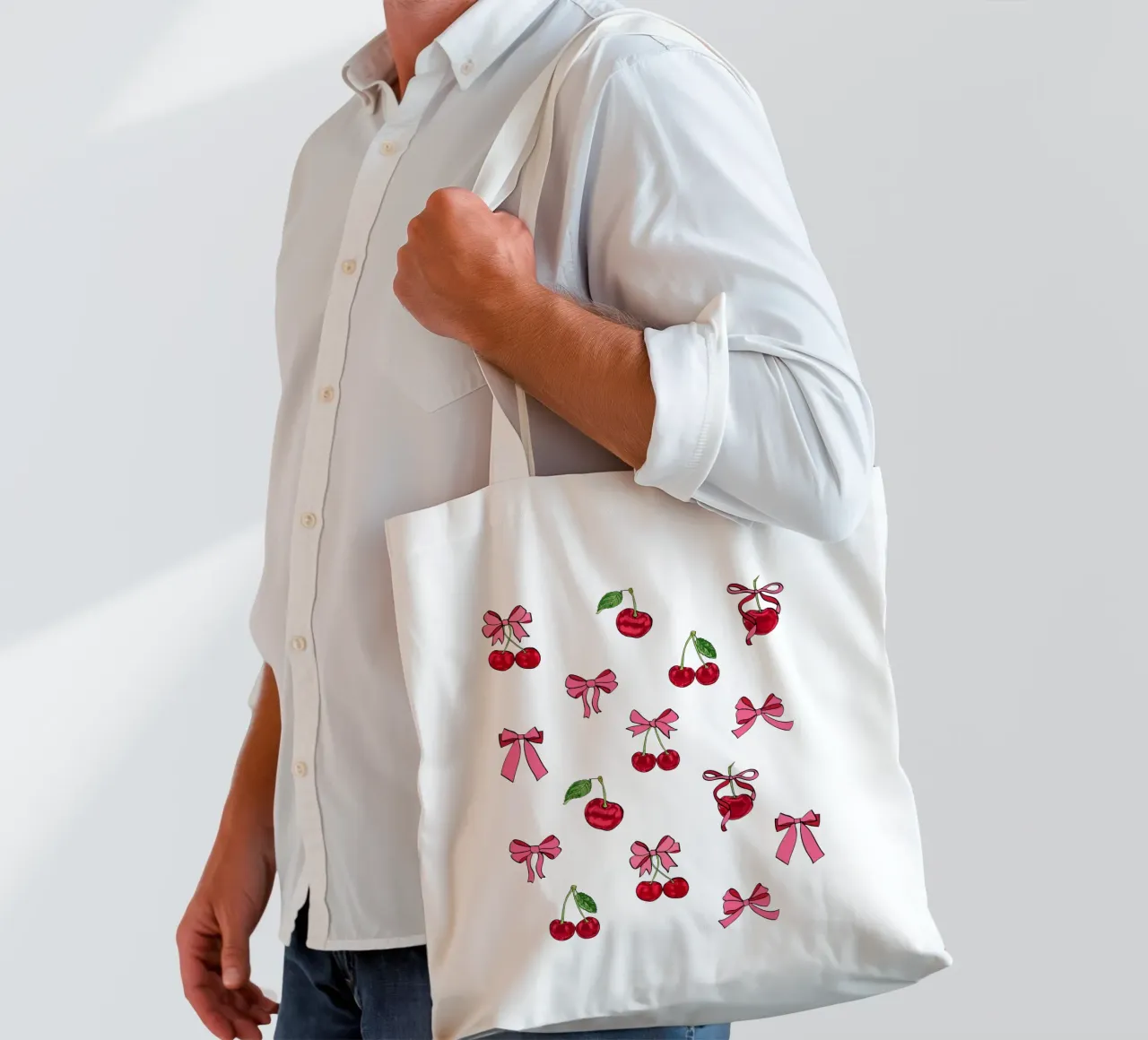 Coquette con fiocco di ciliegia borsa in juta da EDMPROJECT