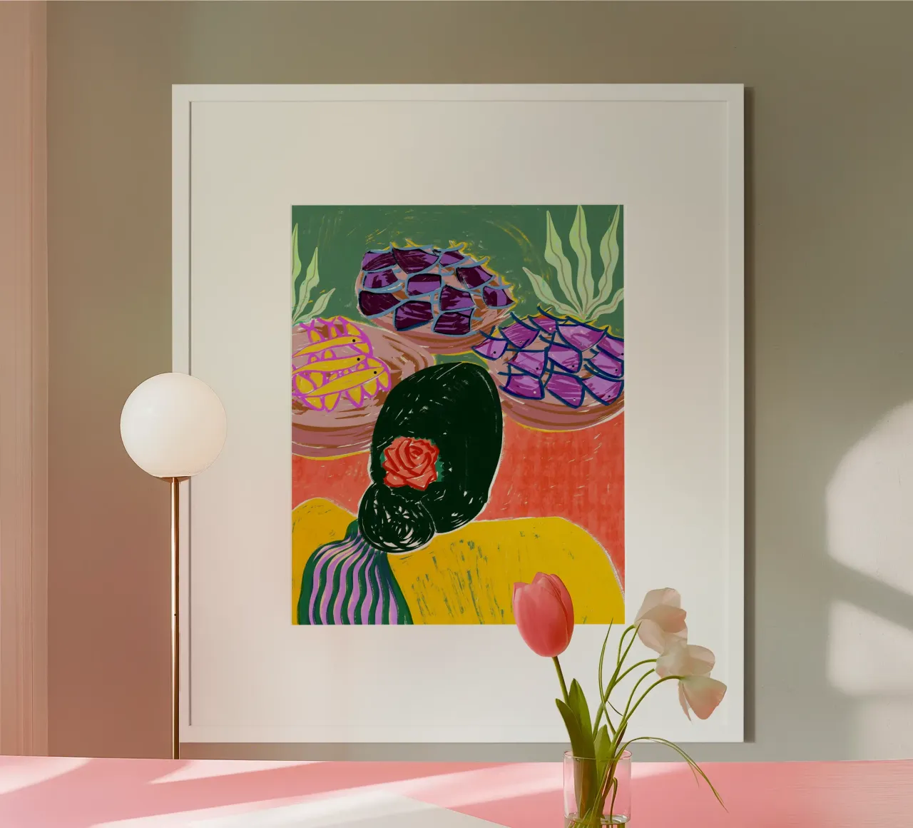 Mercato del pesce, massimalismo eclettico Donna che vende frutti di mare poster da 83oranges
