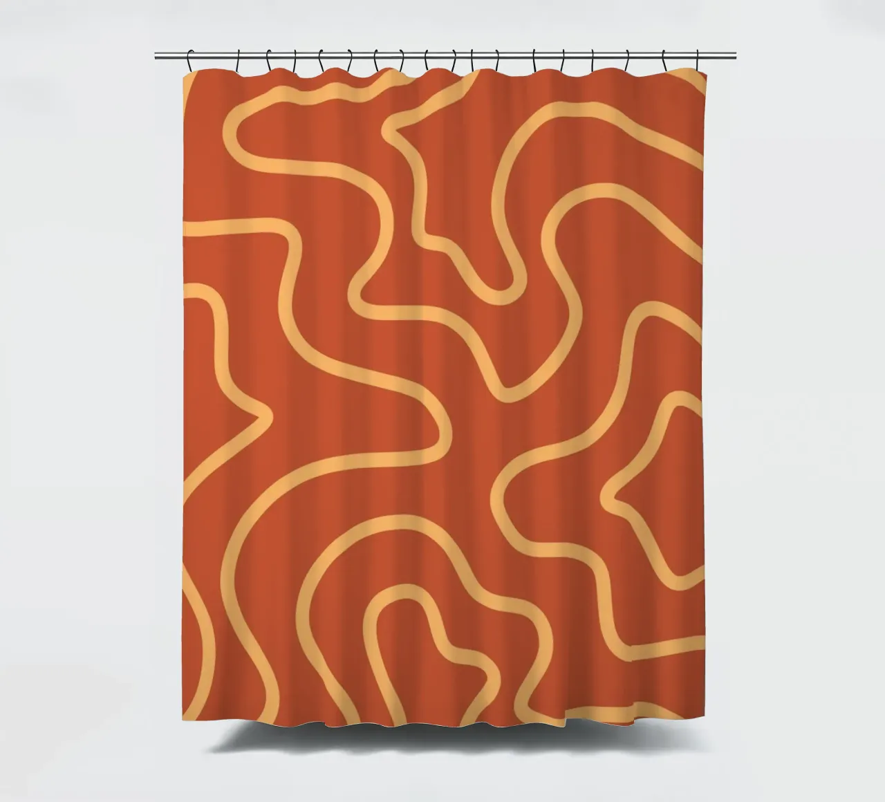 Yellow Line Red Background shower curtain by MODERN NUANCE