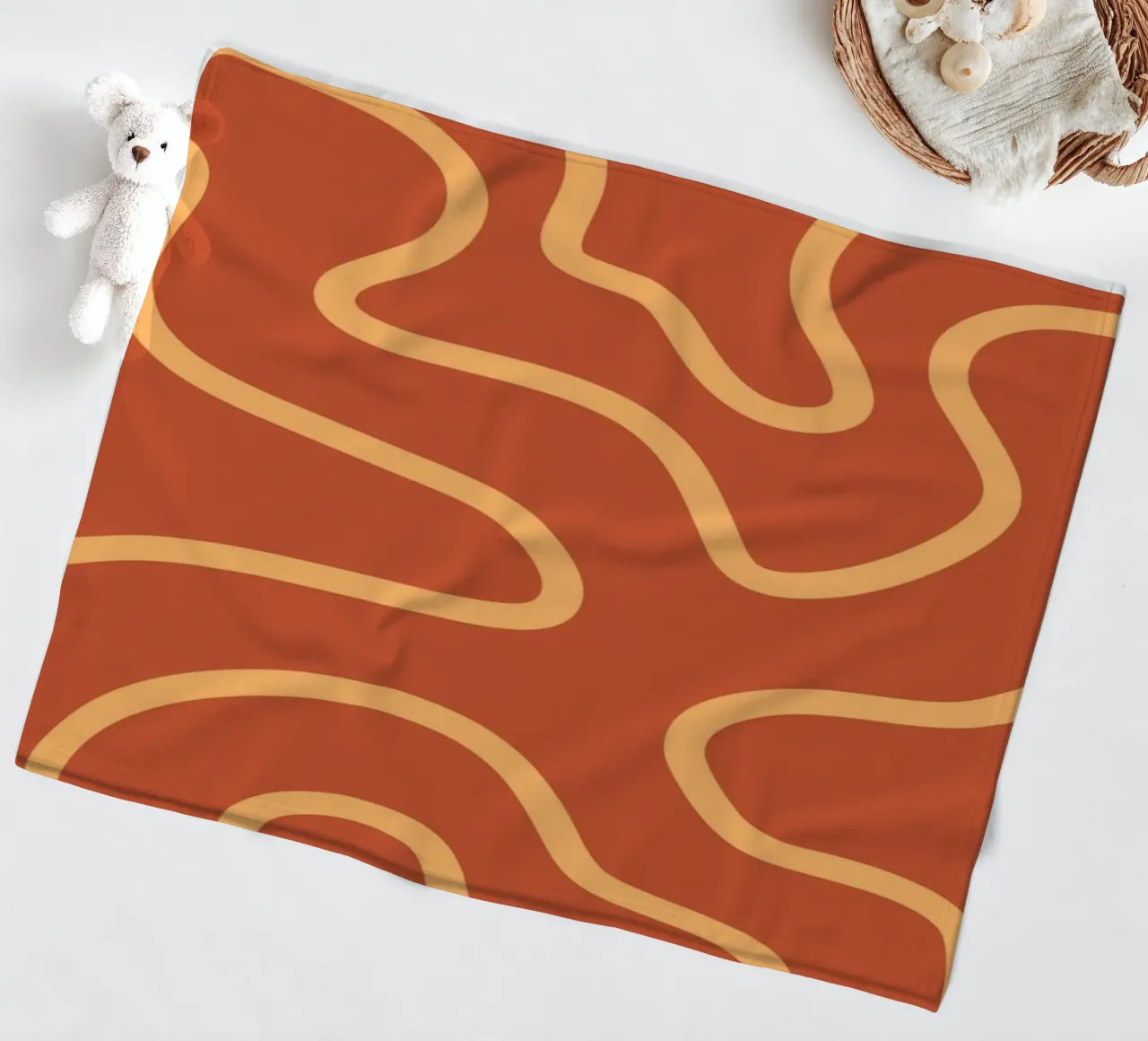 Yellow Line Red Background fleece blanket by MODERN NUANCE