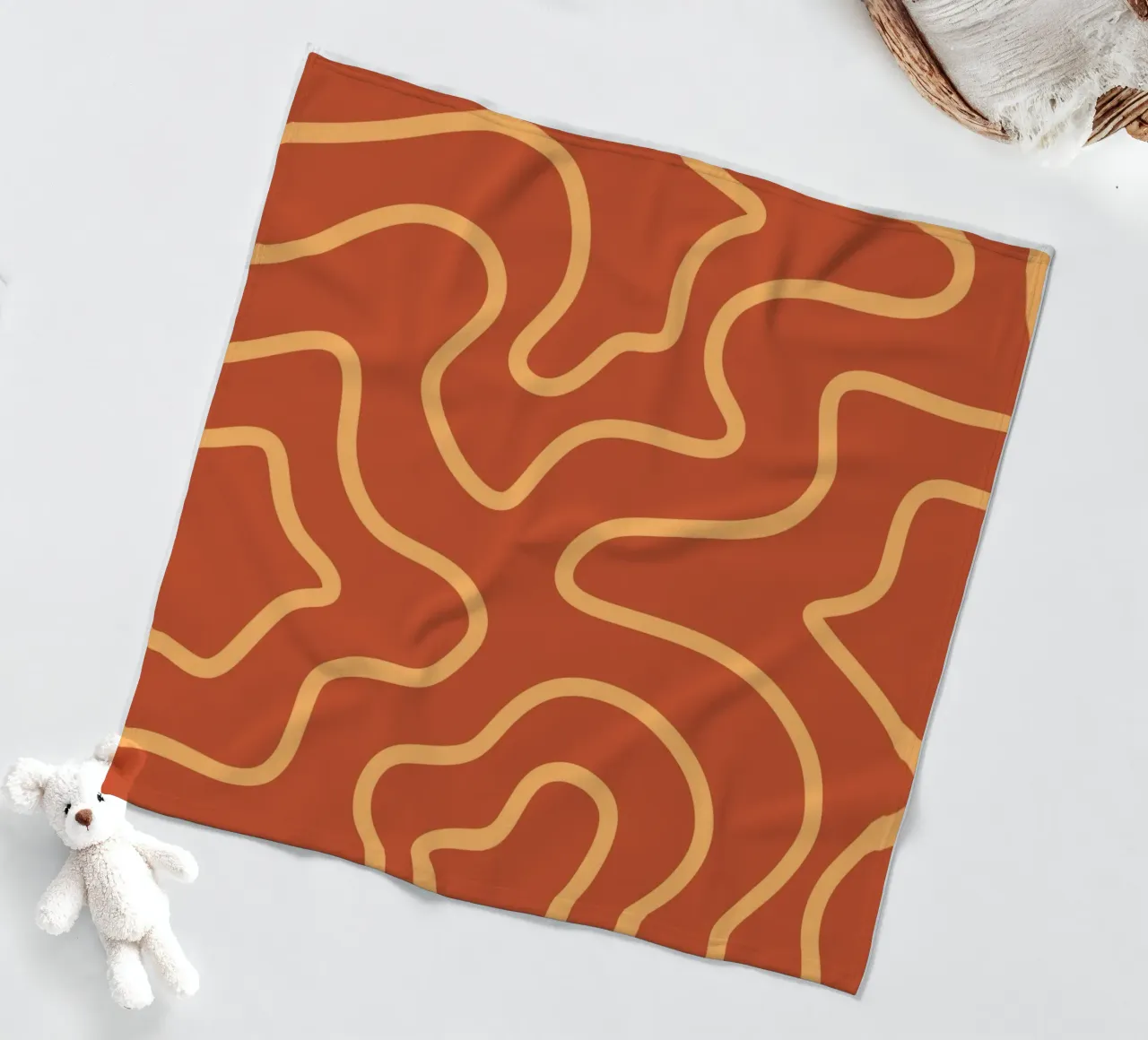 Yellow Line Red Background fleece blanket by MODERN NUANCE