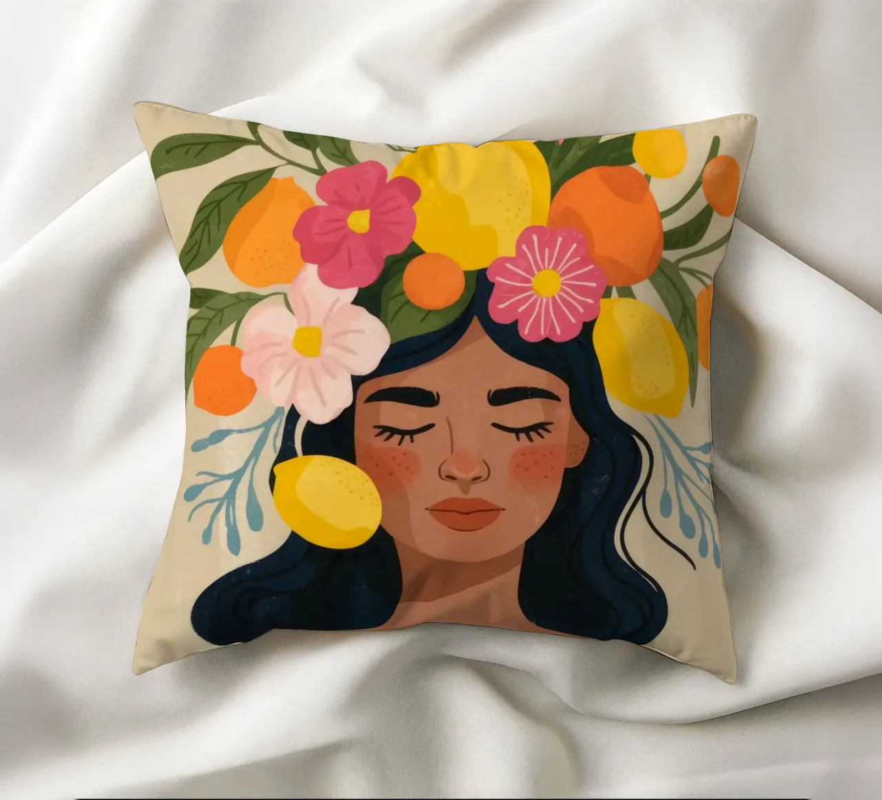 Celestial Contemplation Muse decorative cushion by Veiled Canvas