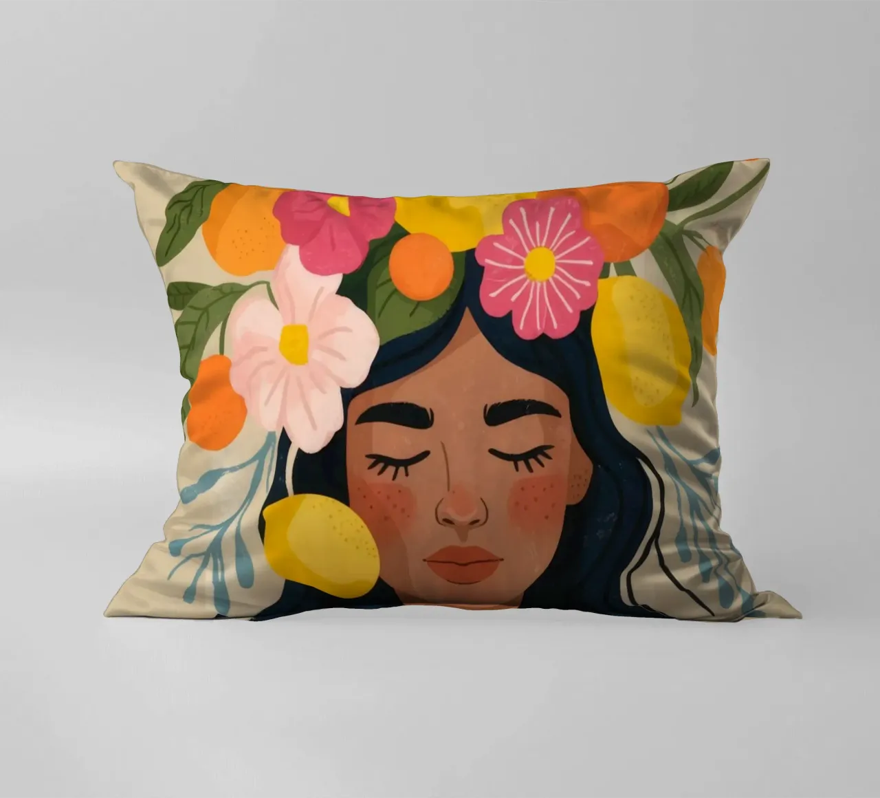 Celestial Contemplation Muse decorative cushion by Veiled Canvas