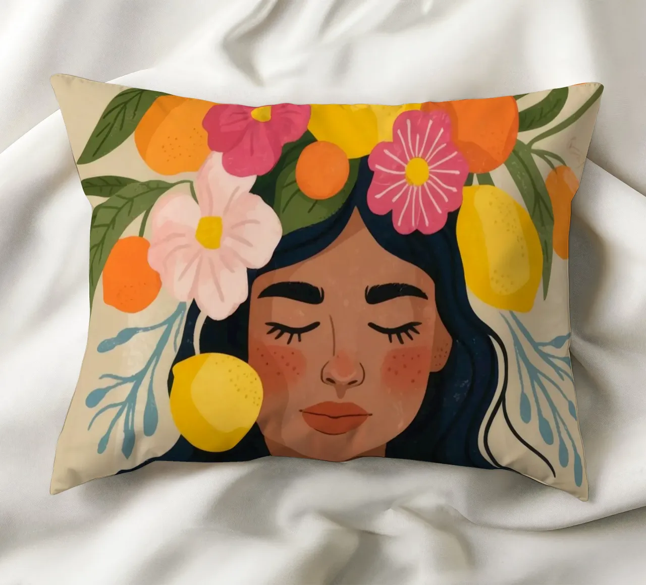 Celestial Contemplation Muse decorative cushion by Veiled Canvas
