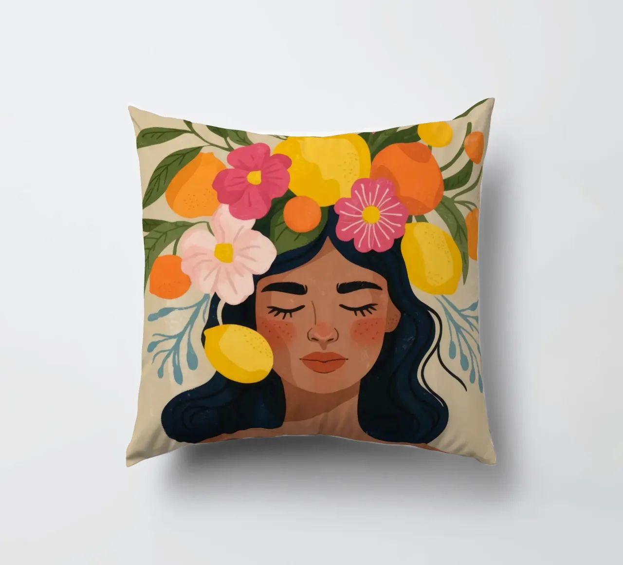 Celestial Contemplation Muse decorative cushion by Veiled Canvas
