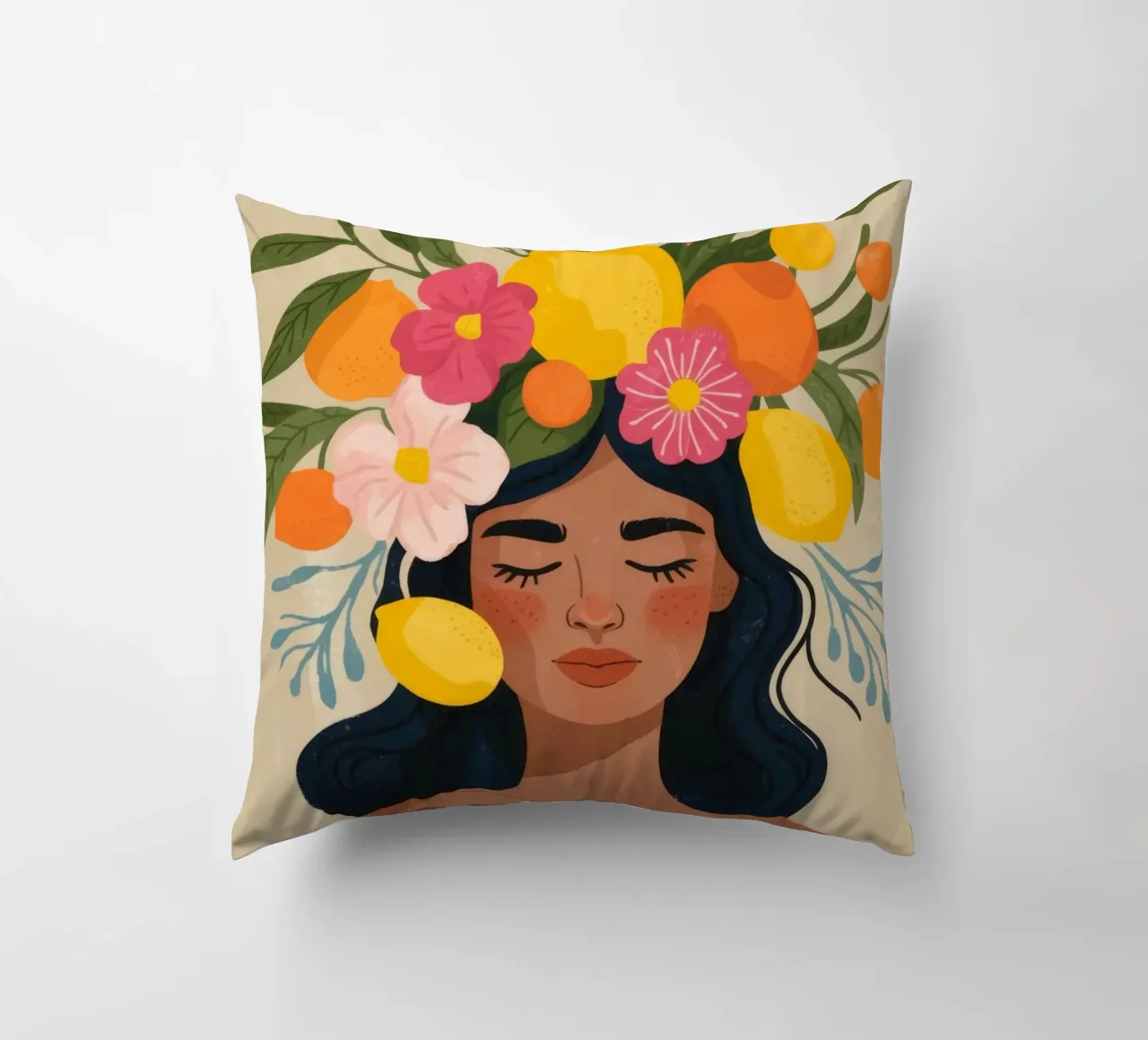 Celestial Contemplation Muse decorative cushion by Veiled Canvas