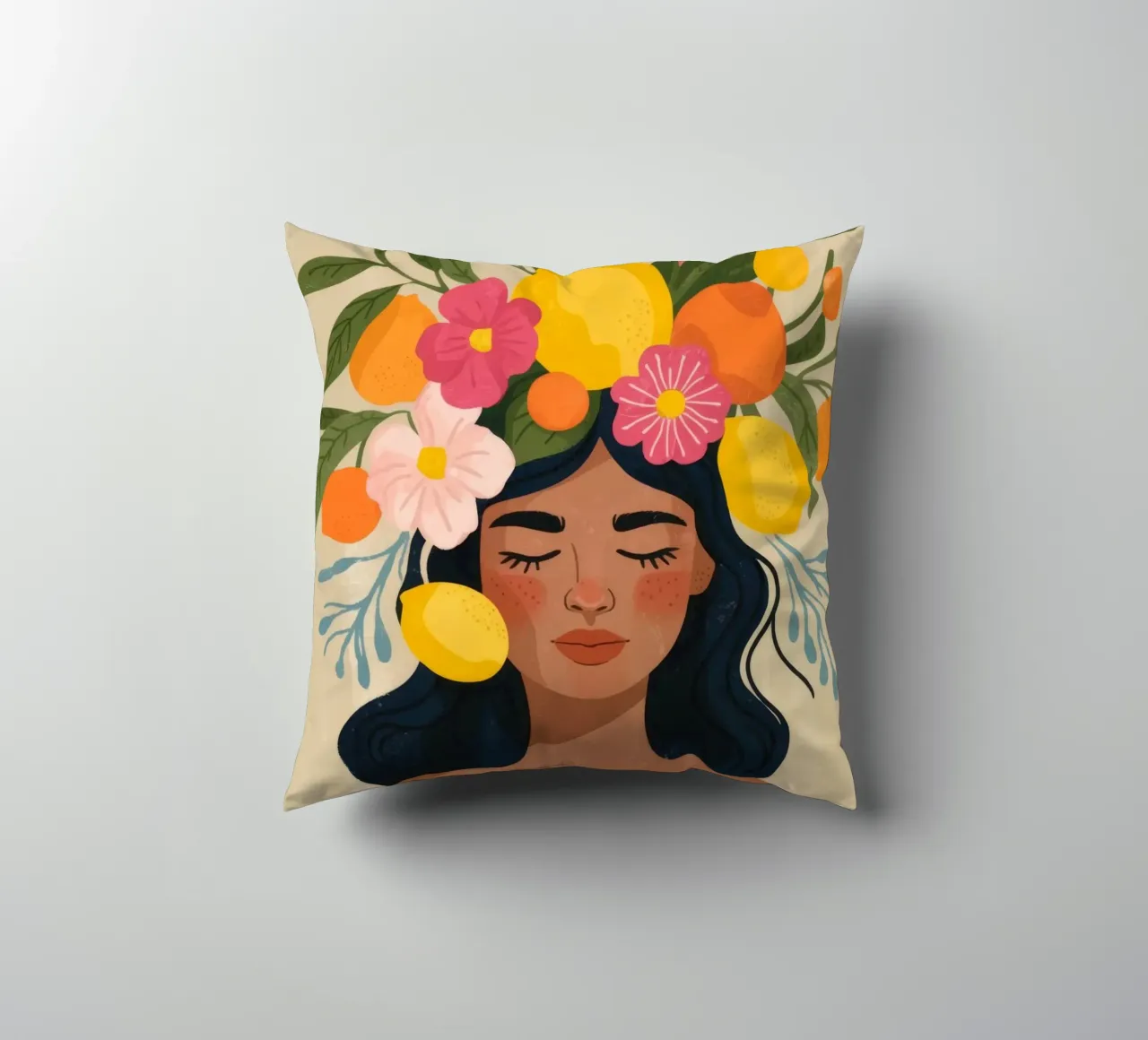 Celestial Contemplation Muse decorative cushion by Veiled Canvas