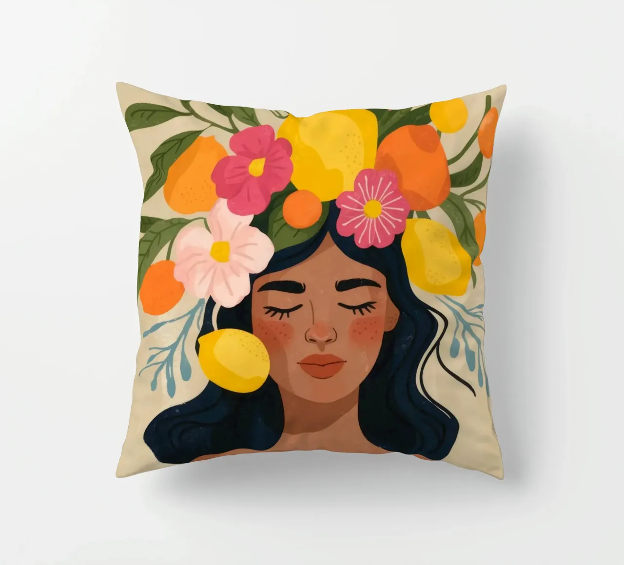 Celestial Contemplation Muse decorative cushion by Veiled Canvas
