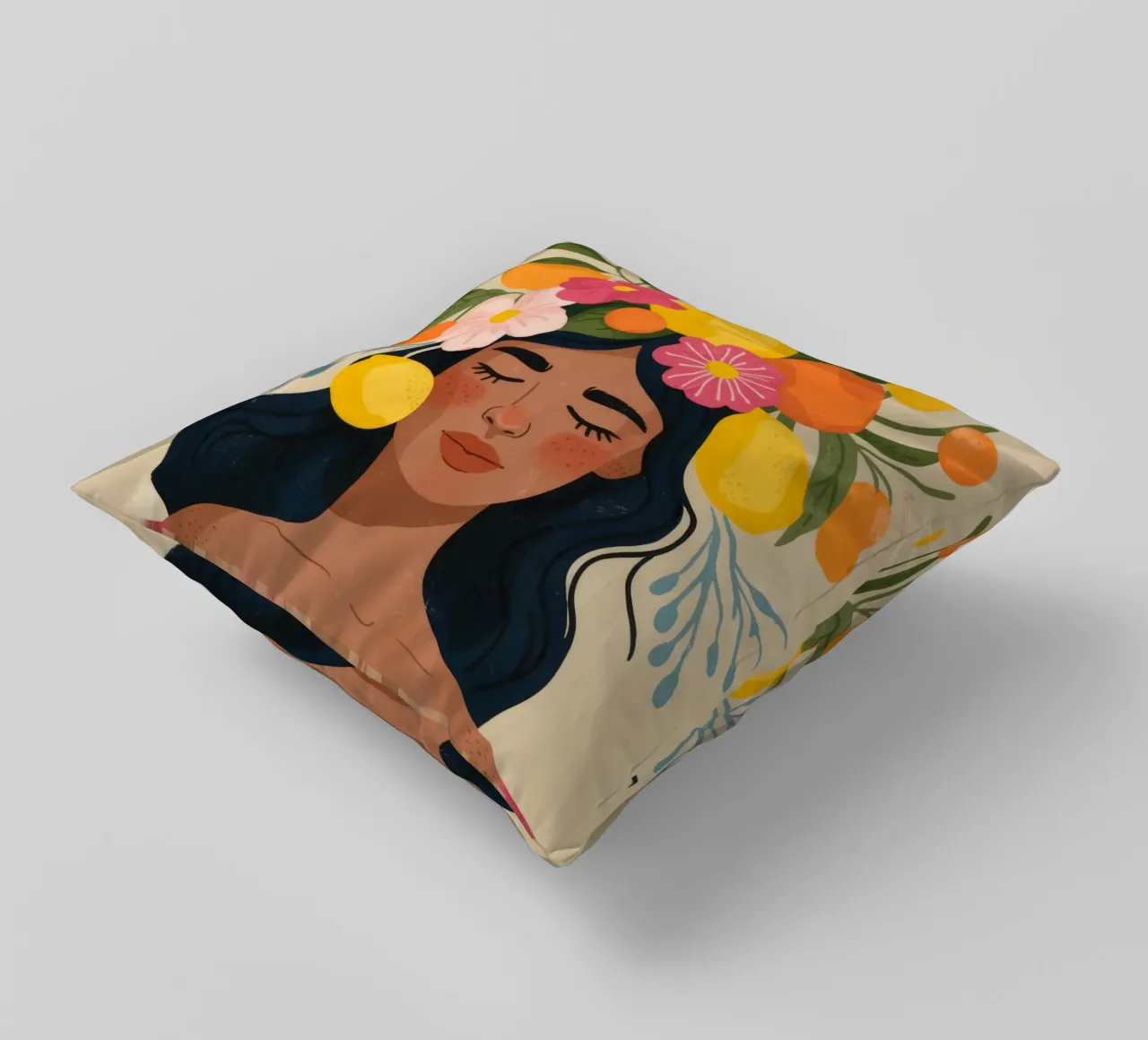 Celestial Contemplation Muse decorative cushion by Veiled Canvas