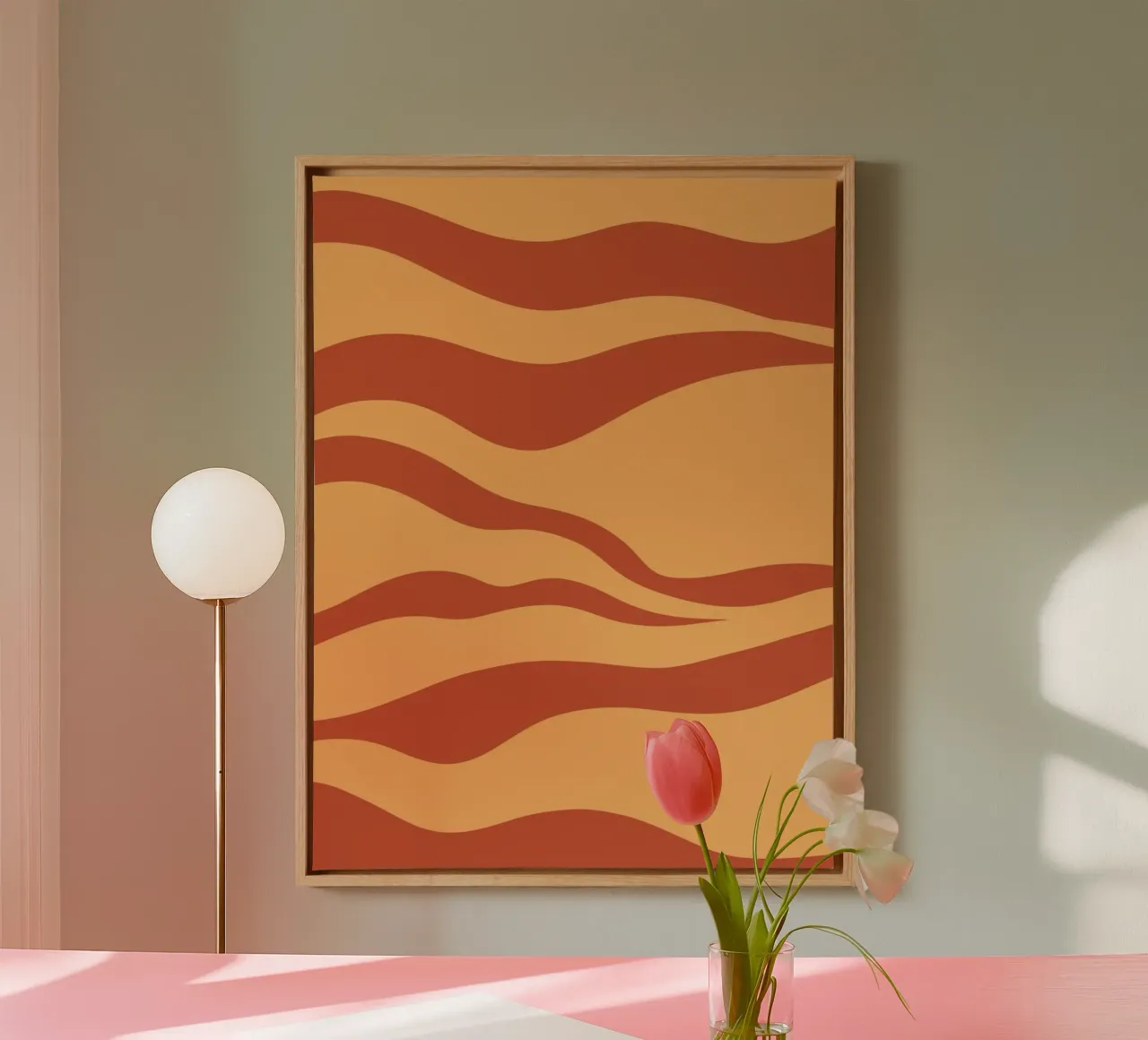 Minimalist Red and Yellow Motif canvas with Floater frame by MODERN NUANCE