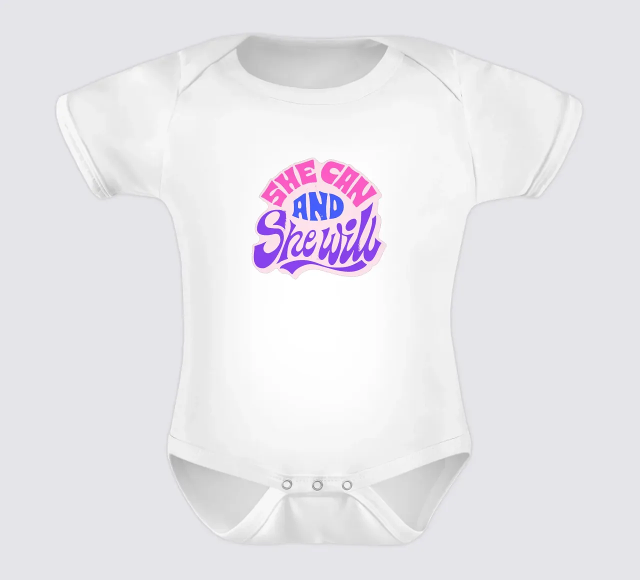 Yes She Can – Statement in Pink & Purple body neonato maniche corte da QuooodZ by MooodzArt