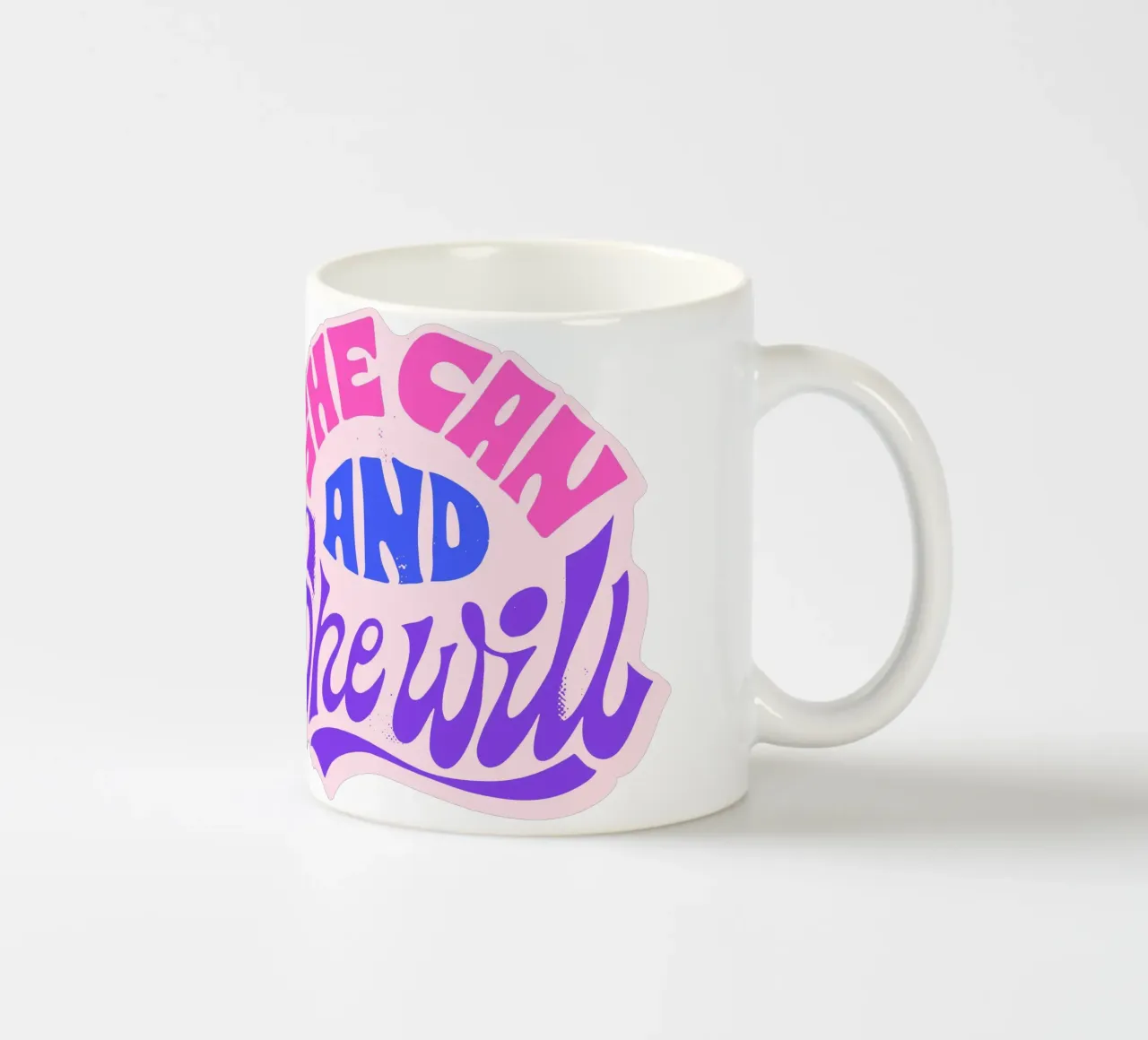 Yes She Can – Statement in Pink & Purple tazza in ceramica da QuooodZ by MooodzArt