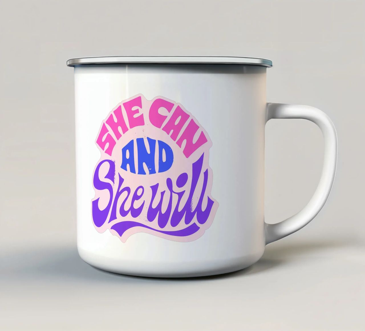 Yes She Can – Statement in Pink & Purple tazza in smalto da QuooodZ by MooodzArt