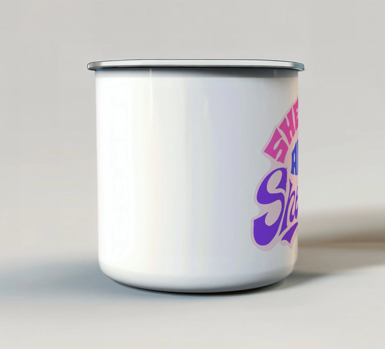 Yes She Can – Statement in Pink & Purple tazza in smalto da QuooodZ by MooodzArt
