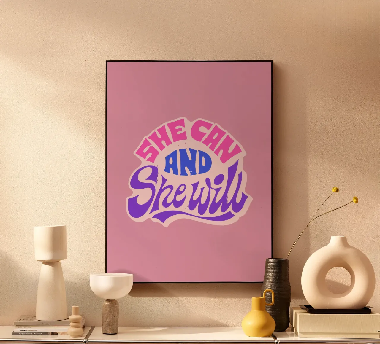 Yes She Can – Statement in Pink & Purple acrylic glass by QuooodZ by MooodzArt
