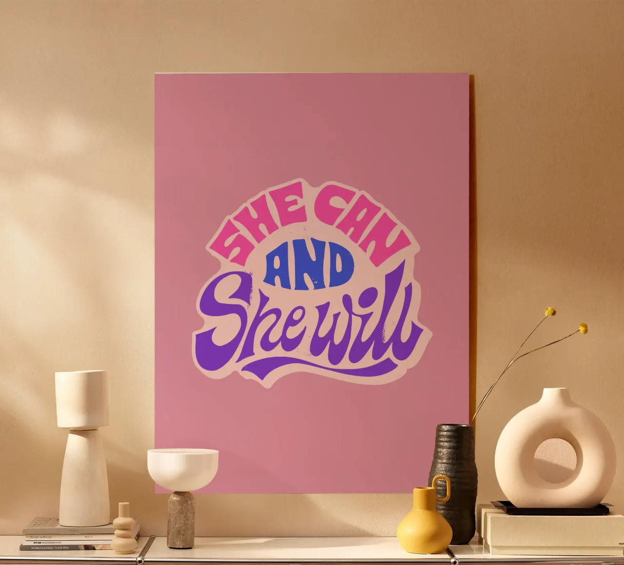 Yes She Can – Statement in Pink & Purple acrylic glass by QuooodZ by MooodzArt