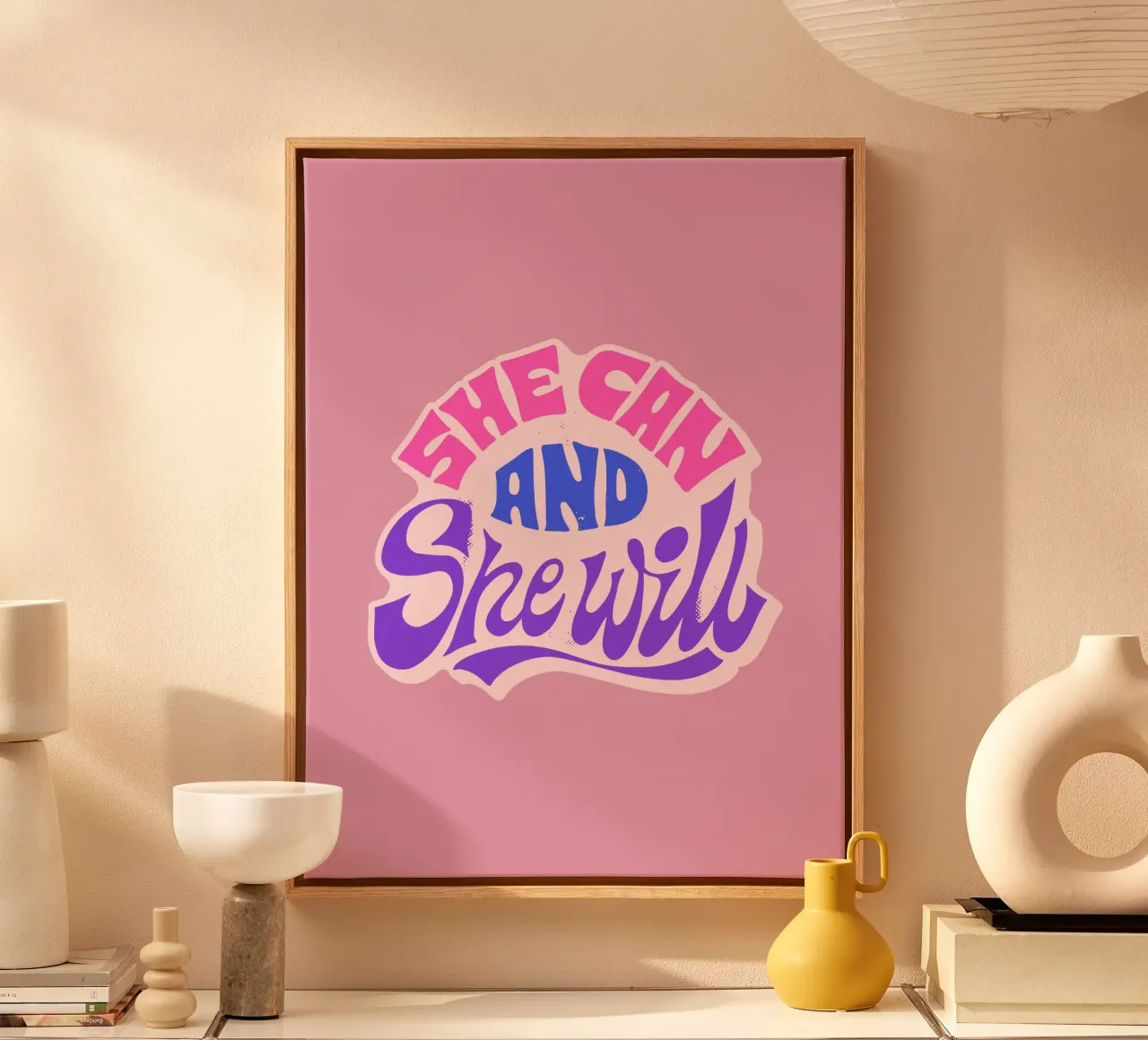 Yes She Can – Statement in Pink & Purple canvas by QuooodZ by MooodzArt