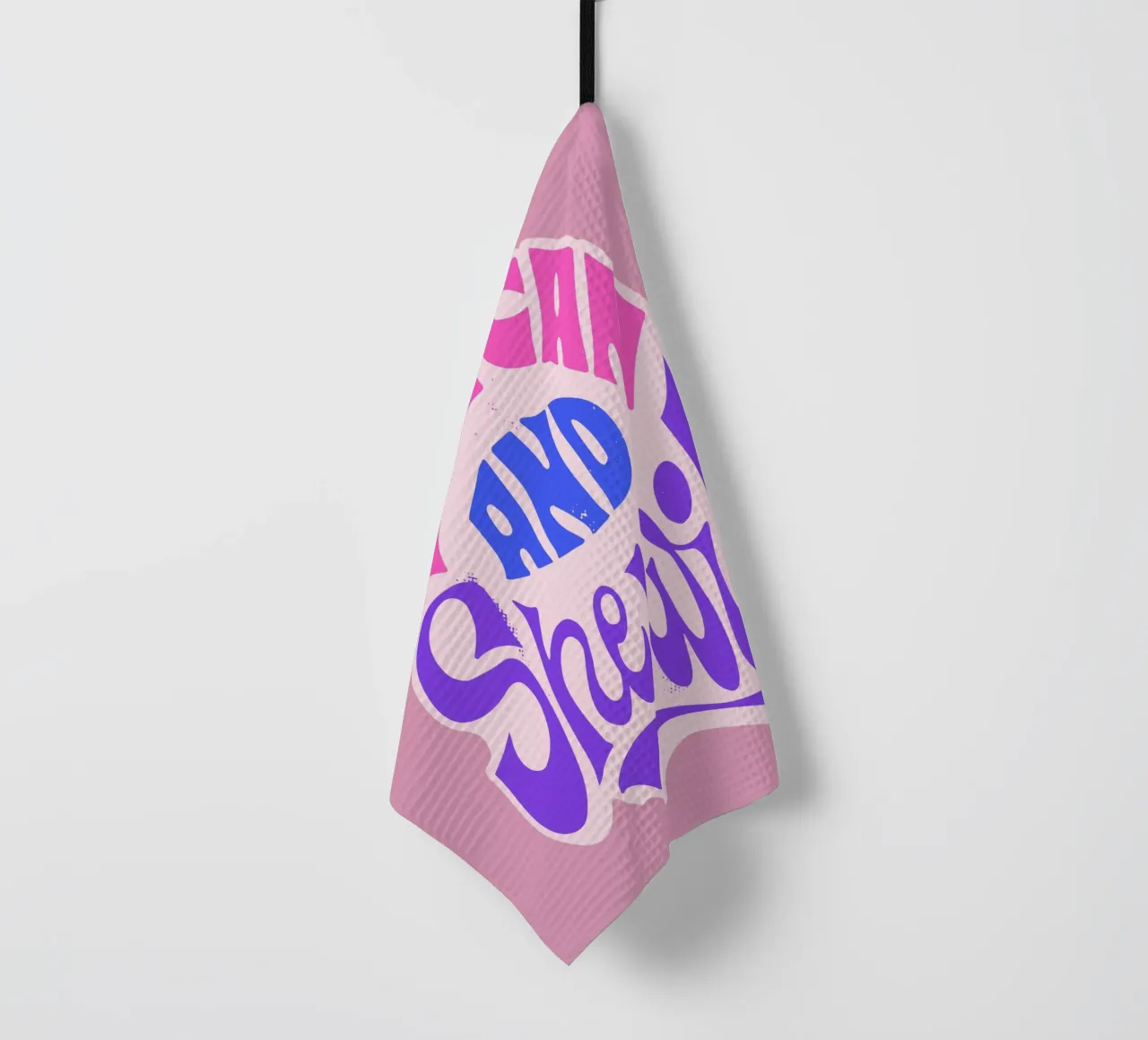 Yes She Can – Statement in Pink & Purple tea towel by QuooodZ by MooodzArt