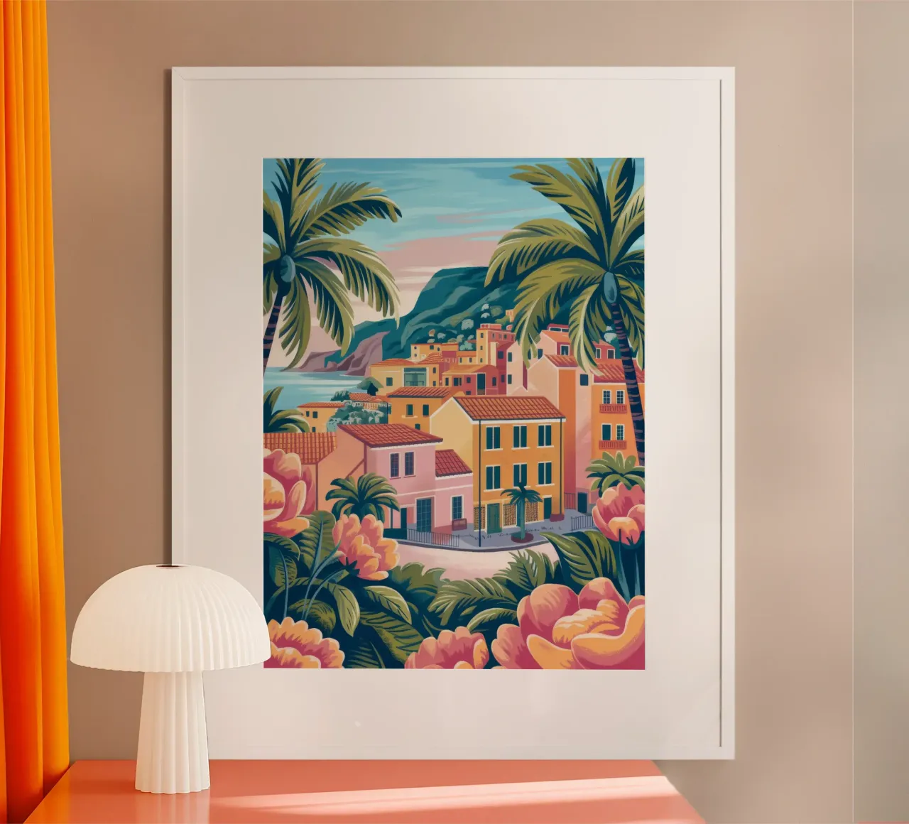 Paradis côtier poster avec cadre en aluminium de Veiled Canvas