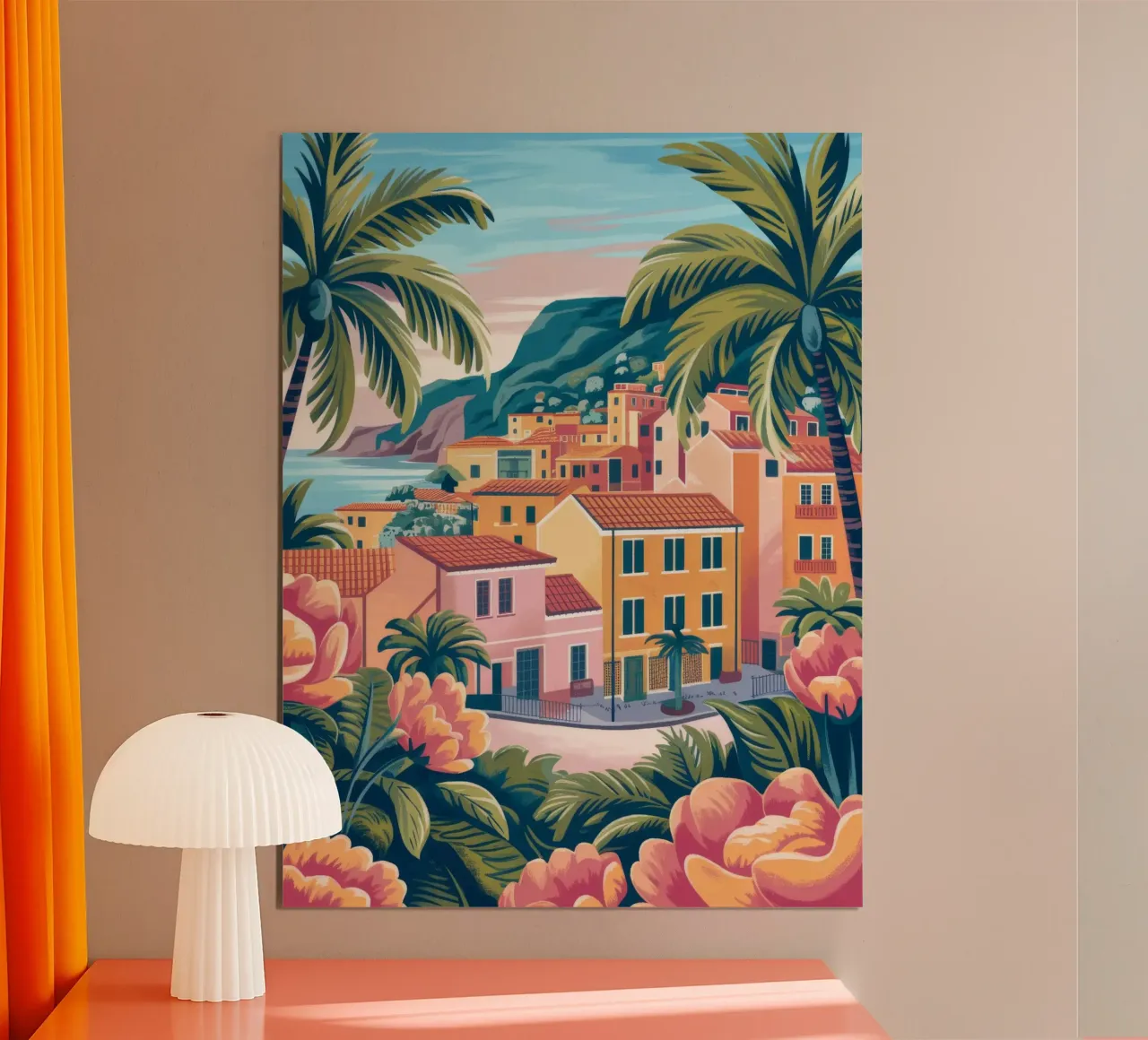 Paradis côtier poster avec cadre en aluminium de Veiled Canvas