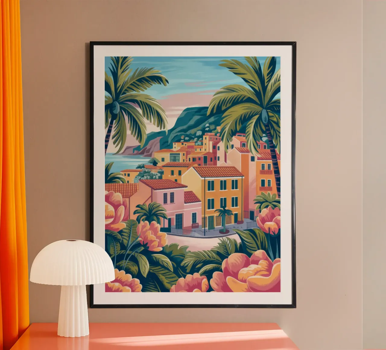 Paradis côtier poster avec cadre en aluminium de Veiled Canvas