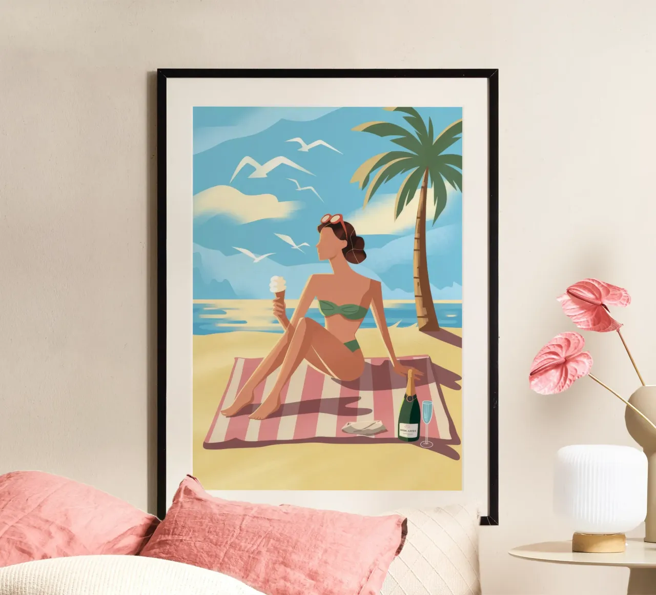 Un capricho en Sunny Beach poster con marco de plástico de Veiled Canvas