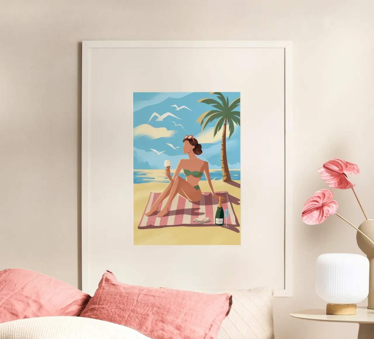Un capricho en Sunny Beach poster con marco de plástico de Veiled Canvas