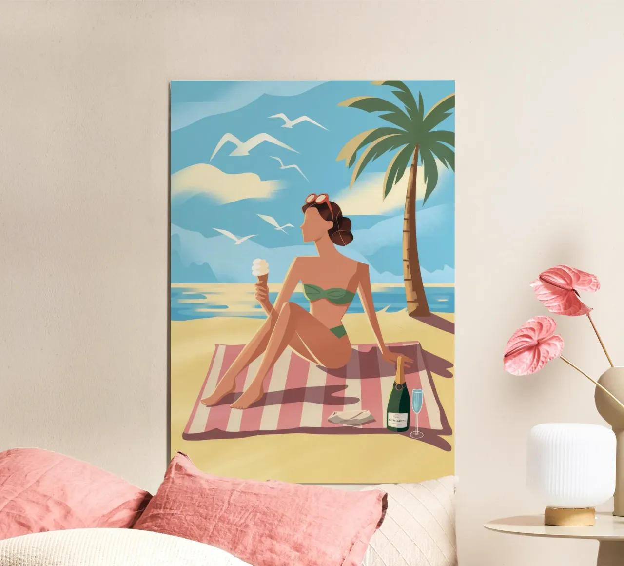 Un capricho en Sunny Beach poster con marco de plástico de Veiled Canvas