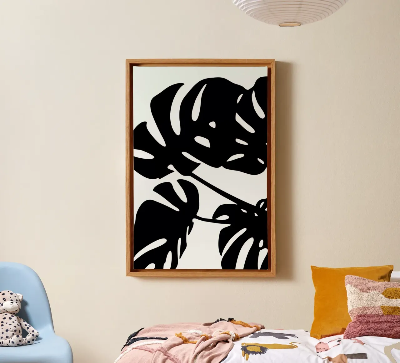 Monstera Leaf 1 canvas with Floater frame by Oh Darling