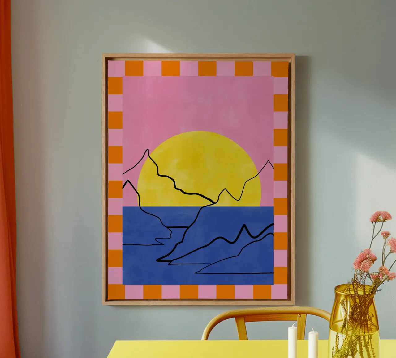 Bagliore retrò all'orizzonte tela con Cornice a cassetta da Pictufy Sun & Spirit