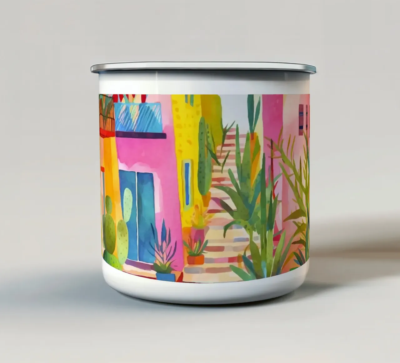 Viva Mexico Tropical Caribbean Village Rural Charm enamel mug by Andrea Haase Modern Home