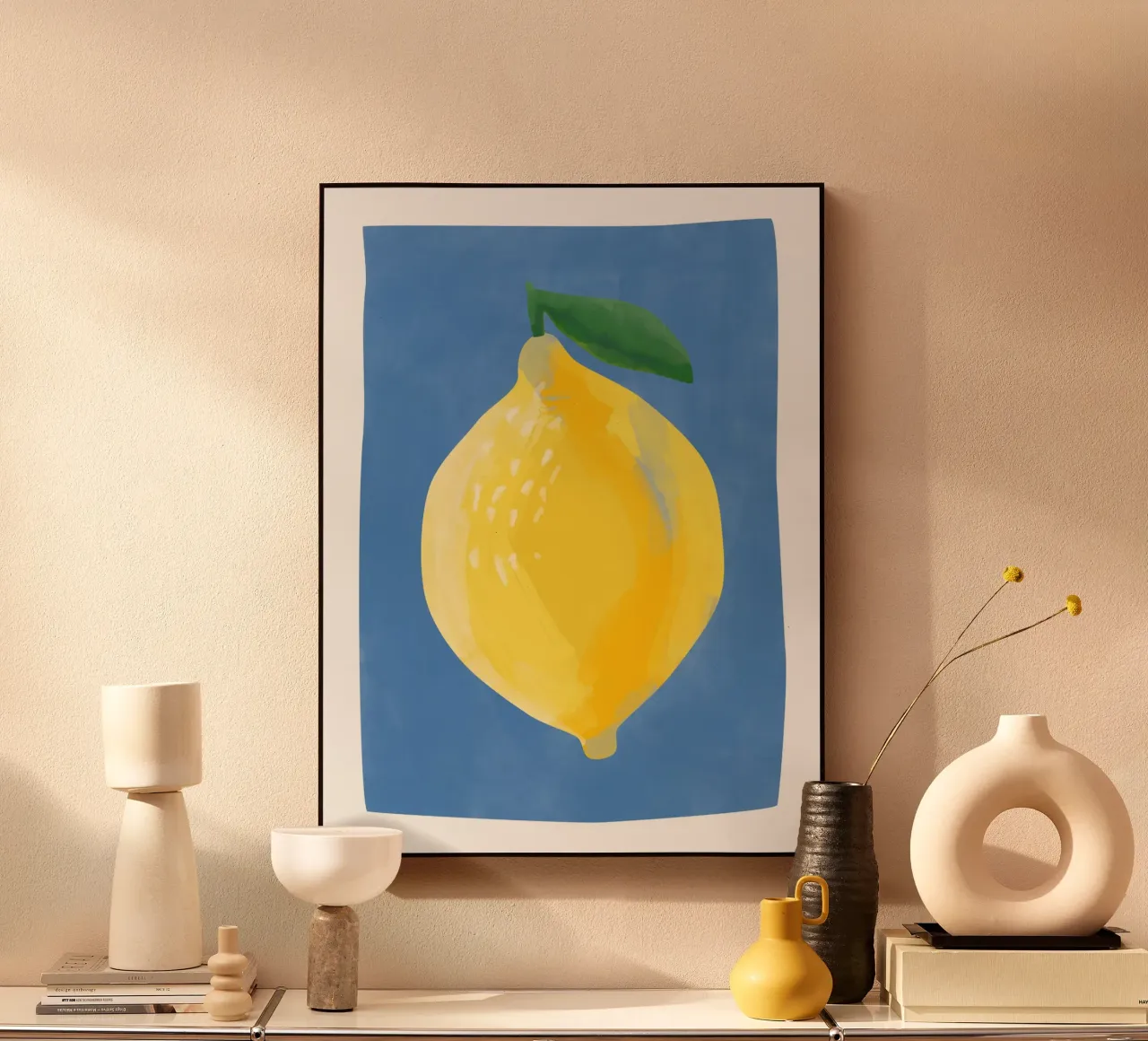 Pittura semplicistica di un limone alluminio dibond da Pictufy Sun & Spirit