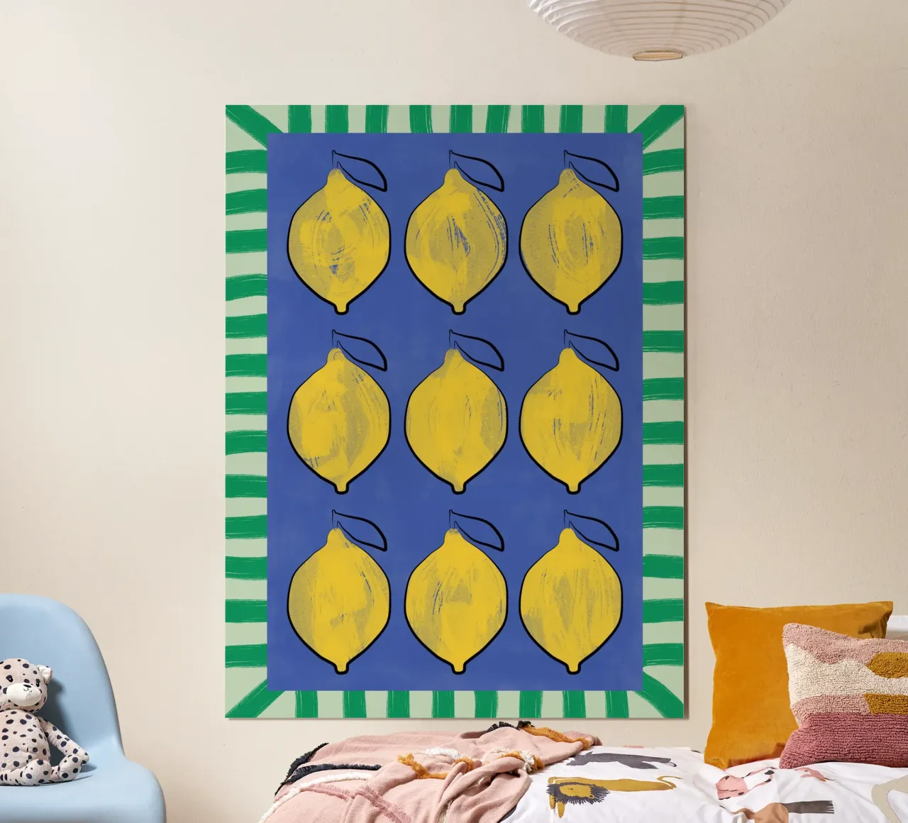 Limoni gialli e vibranti su un blu intenso poster da Pictufy Sun & Spirit