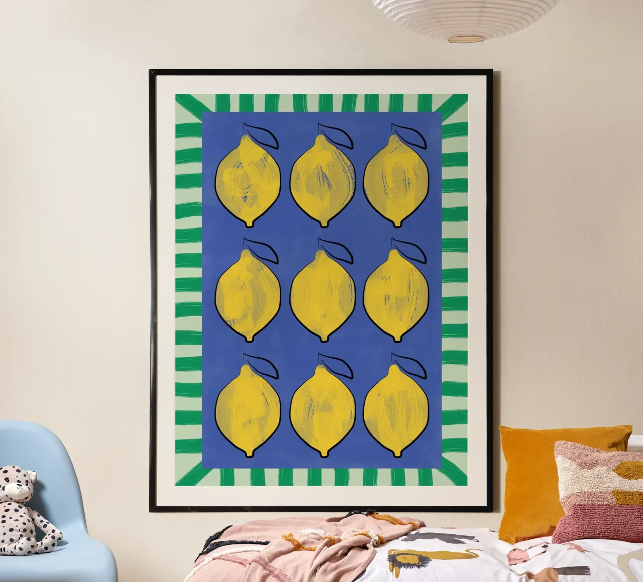 Limoni gialli e vibranti su un blu intenso poster da Pictufy Sun & Spirit
