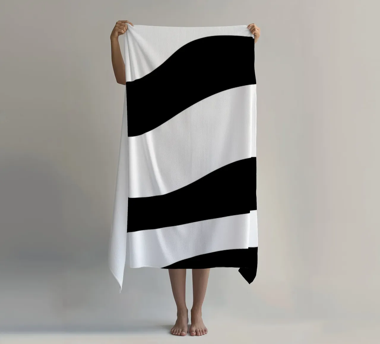 Motivo minimalista in bianco e nero telo mare da MODERN NUANCE