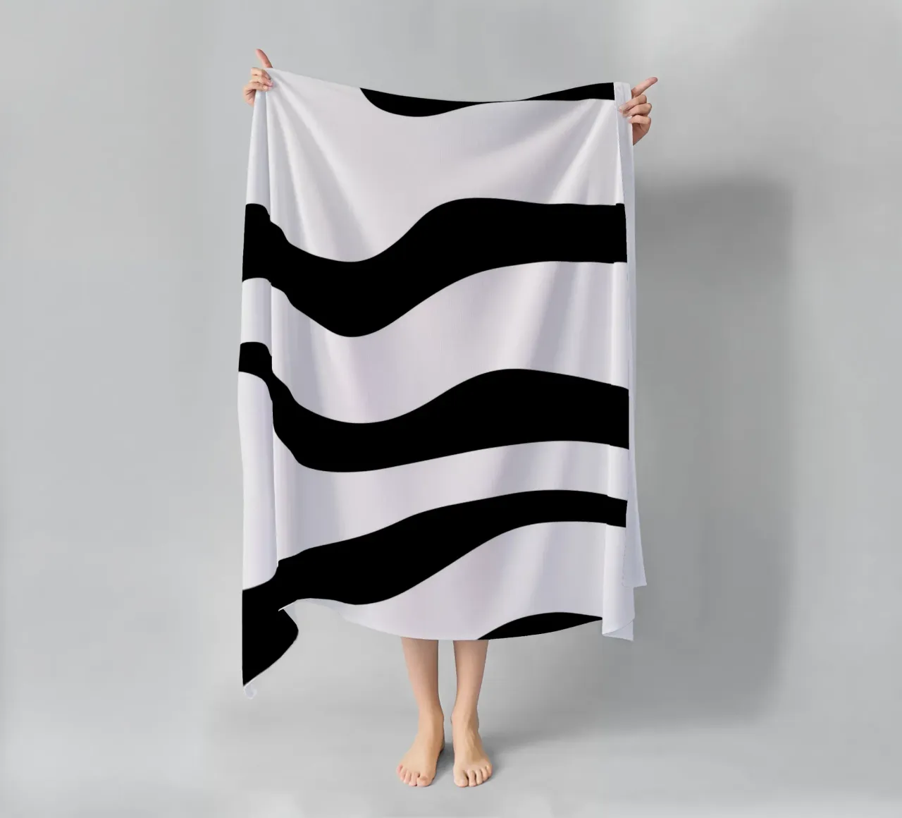 Motivo minimalista in bianco e nero telo mare da MODERN NUANCE